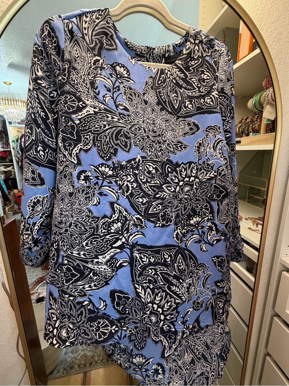 The Limited Blue Black Floral Paisley High Low Tunic Top Size M